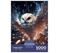 Jigsaws for Adults1000 Pieces Glowing Snowy Owl Jigsaw for Adults Brain Teaser Game Staycation Kill Time for Birthday, Chrismas 52x38cm/1000pcs