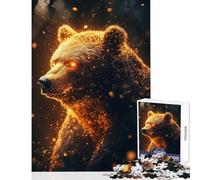 Jigsaws for Adults1000 Pieces Golden Bear Glow Impossible Game Birthday Present Home Decoration Toys Help The Brain Exercise (38x52cm)