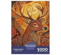 Jigsaws for Adults1000 Pieces Golden Deer Wall Art Print Jigsaw for Adults Relax Games Analysis And Logic Deal As Gifts for The Whole Family 38x26cm/1000pcs