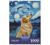 Jigsaws for Adults1000 Pieces Golden Dog Under Starry Sky -2 Jigsaws for Adults Hands-on Game Difficult Challenge Help The Brain Exercise 70x50cm/1000pcs