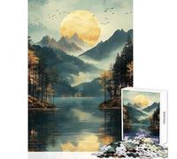 Jigsaws for Adults1000 Pieces Golden Moon Mountain Lake Educational Games Suitable for Couples Toy Wall Decor Help The Brain Exercise (38X52CM)