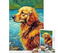Jigsaws for Adults1000 Pieces Golden Retriever by The Lake Impossible Game Birthday Present Home Decoration Toys Help The Brain Exercise (38x52cm)