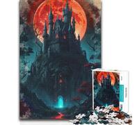 Jigsaws for Adults1000 Pieces Gothic Castle Under Blood Moon Educational Family Game Family Activities Art Work Gift (38x26cm)