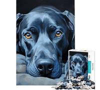 Jigsaws for Adults1000 Pieces Great Dane in Blue Jigsaw 1000 Piece Educational Toy Precision Cutting Challenging Family Fun Game (38x52cm)