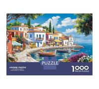 Jigsaws for Adults1000 Pieces Greece Mediterranean Sea Landscape Jigsaw for Adults Relax Games Analysis And Logic Deal As Gifts for The Whole Family 52x38cm/1000pcs
