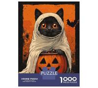 Jigsaws for Adults1000 Pieces Halloween Cat Ghost Jigsaw Puzzle Relaxing Games Birthday Present Deal As Gifts for The Whole Family 70x50cm/1000pcs