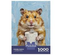 Jigsaws for Adults1000 Pieces Hamster Holding Toilet Paper Roll Painting Jigsaw Puzzle Relaxing Games Birthday Present Deal As Gifts for The Whole Family 70x50cm/1000pcs