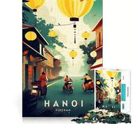 Jigsaws for Adults1000 Pieces Hanoi, Vietnam Street Scene with Lanterns Smooth Cut Art Creative Brain Game Leisure Time Fun Christmas Calm Gift (38x26cm)