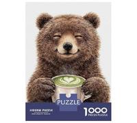 Jigsaws for Adults1000 Pieces Happy Bear with Matcha Latte Jigsaw Puzzle Relaxing Games Birthday Present Deal As Gifts for The Whole Family 70x50cm/1000pcs