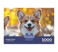 Jigsaws for Adults1000 Pieces Happy Corgi in Winter Jigsaws for Adults Hands-on Game Difficult Challenge Help The Brain Exercise 52x38cm/1000pcs