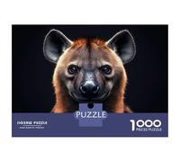 Jigsaws for Adults1000 Pieces Hyena Portrait on Black Background Jigsaw for Adults Brain Teaser Game Staycation Kill Time for Birthday, Chrismas 70x50cm/1000pcs
