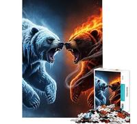 Jigsaws for Adults1000 Pieces Ice And Fire Bears Confrontation Jigsaw Puzzle 1000 Toy Wall Decor Difficult Hard Challenging Game And Family Play (38x26cm)