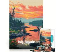 Jigsaws for Adults1000 Pieces Isle Royale National Park Sunset Smooth Cut Art Creative Brain Game Leisure Time Fun Christmas Calm Gift (38x26cm)