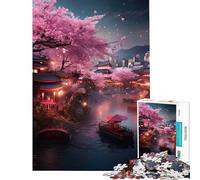 Jigsaws for Adults1000 Pieces Japanese Landscape Sakura Help The Brain Exercise Learning Educational Brain Teaser Game for Age 14+ Game (38x52cm)