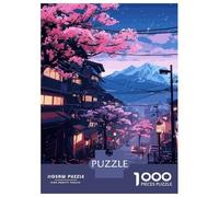 Jigsaws for Adults1000 Pieces Japanese Street Sakura Jigsaws for Adults Hands-on Game Difficult Challenge Help The Brain Exercise 38x26cm/1000pcs
