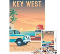 Jigsaws for Adults1000 Pieces Key West Travel Poster Jigsaws for Adults Puzzle Analysis And Logic Parent-child Interaction Birthday Present, Gifts, (38x52cm)