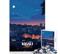 Jigsaws for Adults1000 Pieces Kigali Rwanda Cityscape at Night Jigsaws for Adults Puzzle Analysis And Logic Parent-child Interaction Birthday Present, Gifts, (50x75cm)