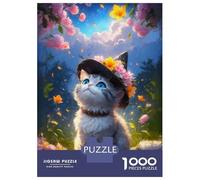 Jigsaws for Adults1000 Pieces Kitten in The Witch Hat Jigsaw Puzzle Relaxing Games Birthday Present Deal As Gifts for The Whole Family 38x26cm/1000pcs