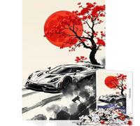 Jigsaws for Adults1000 Pieces Koenigsegg Jesko with Cherry Blossom Jigsaw Puzzles for Adults Family Activities Train Your Brain And Hands Beautiful Design Game (38x26cm)