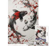 Jigsaws for Adults1000 Pieces Koi Fish Balance Cherry Blossoms Educational Toy Gift For Birthdays Hands-on Game Artists Collection, Fine Art Size 38x52cm