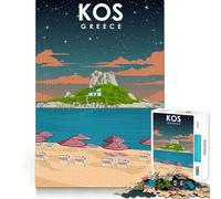 Jigsaws for Adults1000 Pieces Kos Greece at Night Smooth Cut Art Creative Brain Game Leisure Time Fun Christmas Calm Gift (38x26cm)