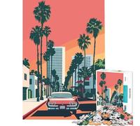 Jigsaws for Adults1000 Pieces LA Evening Vaporwave Practical Game Brain Intelligence Challenge Addictive Toys Birthday Gifts Presents for Women (Size 38x52cm)