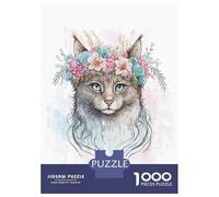 Jigsaws for Adults1000 Pieces La Perm Watercolor Cat Jigsaw for Adults Brain Teaser Game Staycation Kill Time for Birthday, Chrismas 38x26cm/1000pcs