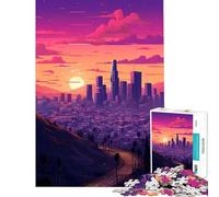 Jigsaws for Adults1000 Pieces LA Sunset Pixel Art Practical Game Brain Intelligence Challenge Addictive Toys Birthday Gifts Presents for Women (Size 38x26cm)