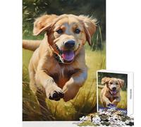 Jigsaws for Adults1000 Pieces Labrador Retriever Puppy Running Through Grass Educational Toy Great Gift for Games for Educational Game Train Your Brain And Hands Size 38x26cm