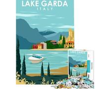 Jigsaws for Adults1000 Pieces Lake Garda Italy Art Practical Game Brain Intelligence Challenge Addictive Toys Birthday Gifts Presents for Women (Size 38x26cm)