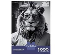 Jigsaws for Adults1000 Pieces Lion Glasses Funny Jigsaw for Adults Brain Teaser Game Staycation Kill Time for Birthday, Chrismas 70x50cm/1000pcs