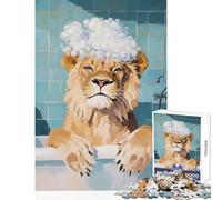 Jigsaws for Adults1000 Pieces Lion in A Bath Jigsaw Puzzles for Adults Family Activities Train Your Brain And Hands Beautiful Design Game (50x75cm)