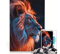 Jigsaws for Adults1000 Pieces Lion Portrait with Orange And Blue Lighting Toy Wall Decor Challenging To Complete Deal As Gifts for The Whole Family 38x26cm