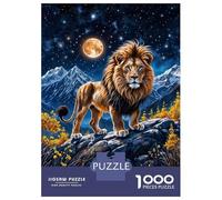 Jigsaws for Adults1000 Pieces Lion Under Full Moon Puzzles for Adults Anti-Stress Toys Hand Speed Race Help The Brain Exercise 70x50cm/1000pcs