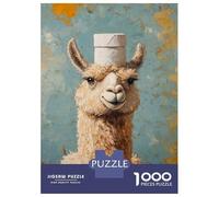 Jigsaws for Adults1000 Pieces Llama in Hat Artwork Jigsaws for Adults Hands-on Game Difficult Challenge Help The Brain Exercise 38x26cm/1000pcs