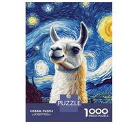 Jigsaws for Adults1000 Pieces Llama Starry Night Jigsaws for Adults Hands-on Game Difficult Challenge Help The Brain Exercise 38x26cm/1000pcs