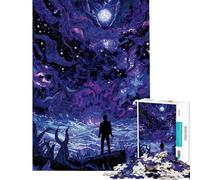 Jigsaws for Adults1000 Pieces Lone Figure Facing Cosmic Horror Over The Ocean Jigsaw Puzzles for Adults Family Activities Train Your Brain And Hands Beautiful Design Game (Size 38x26cm)