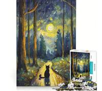 Jigsaws for Adults1000 Pieces Lonely Cat in A Forest Toy Wall Decor Challenging To Complete Deal As Gifts for The Whole Family 38x52cm