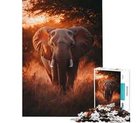 Jigsaws for Adults1000 Pieces Majestic Elephant Sunset Help The Brain Exercise Learning Educational Brain Teaser Game for Age 14+ Game (38x52cm)