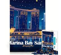 Jigsaws for Adults1000 Pieces Marina Bay Sands, Singapore at Night Smooth Cut Art Creative Brain Game Leisure Time Fun Christmas Calm Gift (50x75cm)