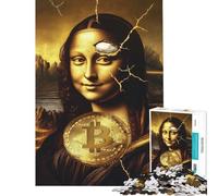 Jigsaws for Adults1000 Pieces Mona Lisa Bitcoin Puzzle for Adults Anti-Stress Toys Difficult Challenge Deal As Gifts for The Whole Family (Size 38x52cm)