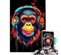 Jigsaws for Adults1000 Pieces Monkey Dj Music Help The Brain Exercise Learning Educational Brain Teaser Game for Age 14+ Game (50x75cm)