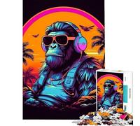 Jigsaws for Adults1000 Pieces Monkey Dj Music Help The Brain Exercise Learning Educational Brain Teaser Game for Age 14+ Game (38x52cm)