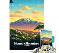 Jigsaws for Adults1000 Pieces Mount Kilimanjaro Poster Fun at Home Activities, Pattern Assembly Handson Game for And 14 Years And over (38X52cm)