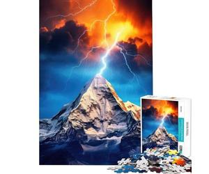 Jigsaws for Adults1000 Pieces Mountain Lightning Storm Help The Brain Exercise Learning Educational Brain Teaser Game for Age 14+ Game (38x26cm)