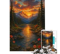 Jigsaws for Adults1000 Pieces Mountain Sunset River Puzzle for Adults Anti-Stress Toys Difficult Challenge Deal As Gifts for The Whole Family (Size 38x26cm)