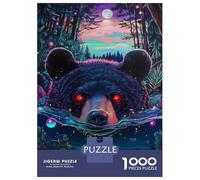 Jigsaws for Adults1000 Pieces Mystic Bear Under Moonlight Jigsaw Puzzle Relaxing Games Birthday Present Deal As Gifts for The Whole Family 52x38cm/1000pcs