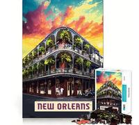 Jigsaws for Adults1000 Pieces New Orleans Smooth Cut Art Creative Brain Game Leisure Time Fun Christmas Calm Gift (50x75cm)