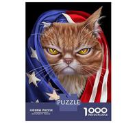 Jigsaws for Adults1000 Pieces Orange Cat USA Patriot Jigsaw for Adults Brain Teaser Game Staycation Kill Time for Birthday, Chrismas 52x38cm/1000pcs