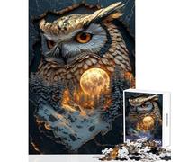 Jigsaws for Adults1000 Pieces Owl And Full Moon Impossible Game Birthday Present Home Decoration Toys Help The Brain Exercise (38x52cm)
